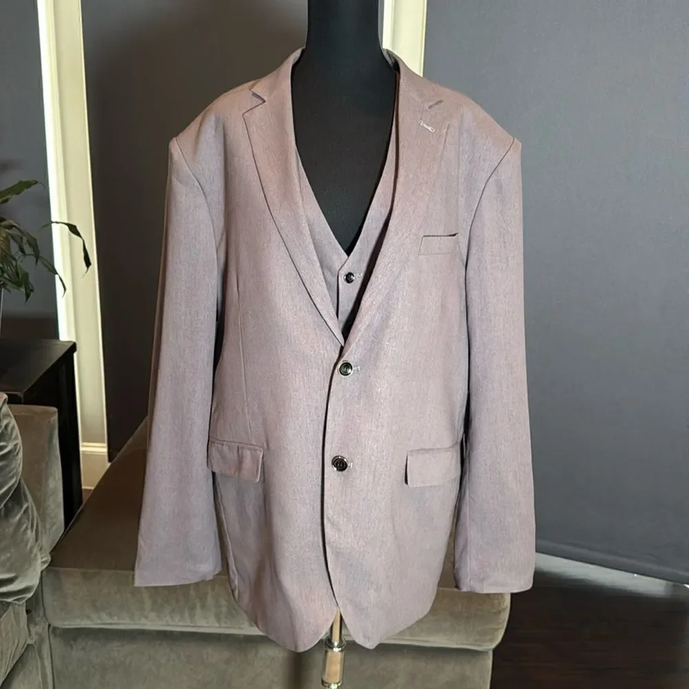 Men’s Gray 3 Piece Suit Notched Lapel 2 Button Closure Size 50 Jacket 44 Pants
